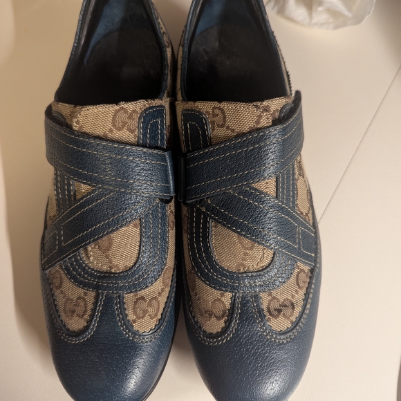 Gucci Shoes - Vintage Velcro Gucci Blue and Brown Women's Sneakers